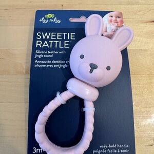 Itzy Ritzy Pink Silicone Rattle Toy Bear Soft Jingle Handle 3+ Months